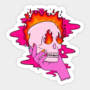 Skull on Fire Sticker